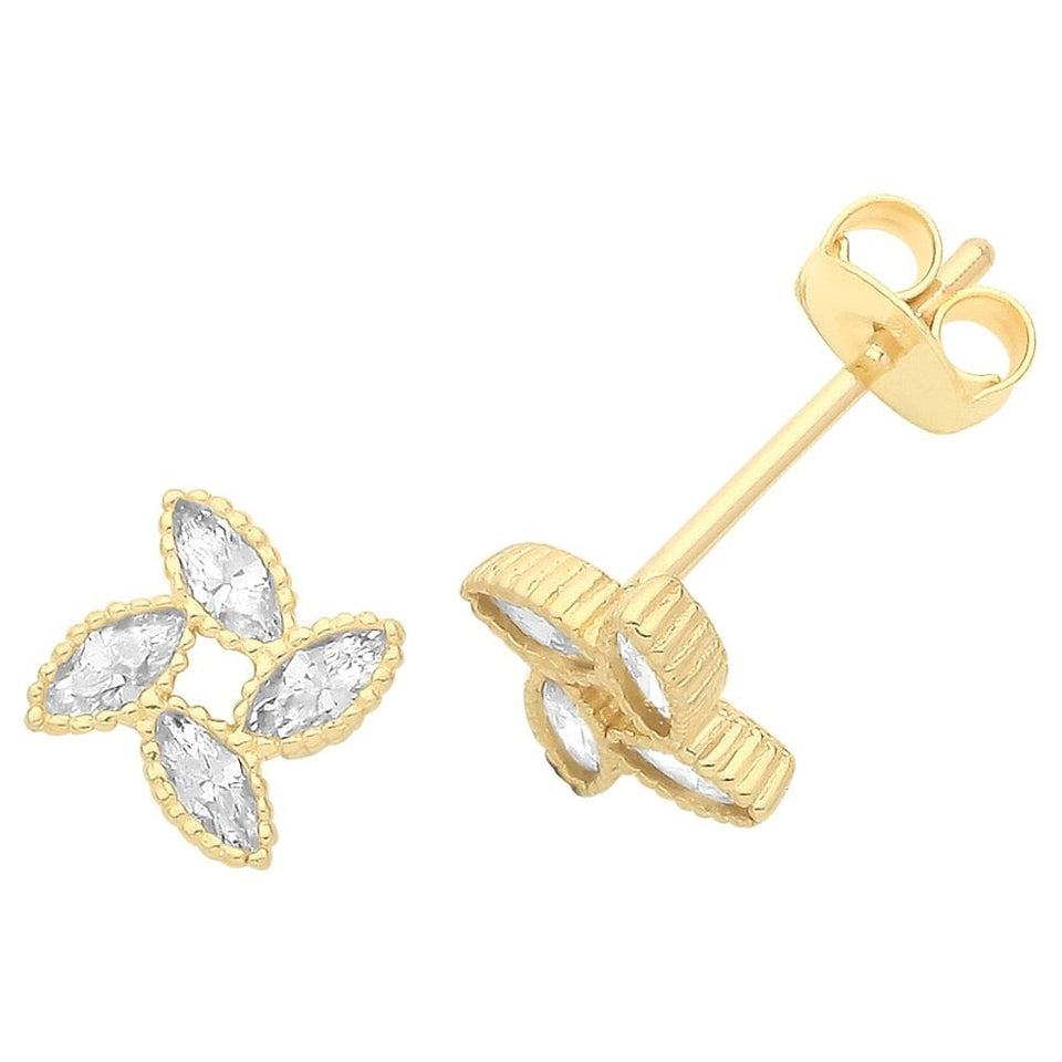 Francis & Gaye 9ct Yellow Gold Marquise Stone Earrings