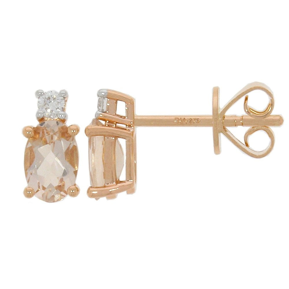Francis & Gaye 9ct Yellow Gold Morganite & Diamond Earring Studs