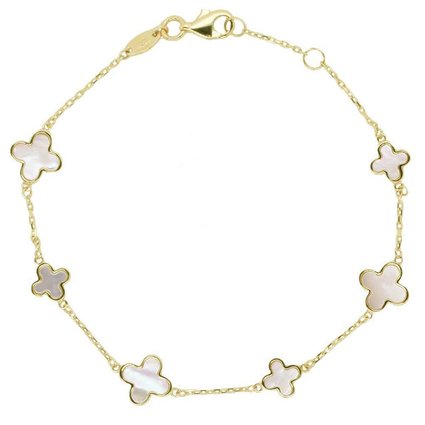 Francis & Gaye 9ct Yellow Gold Mother of Pearl 6 Flower Bracelet