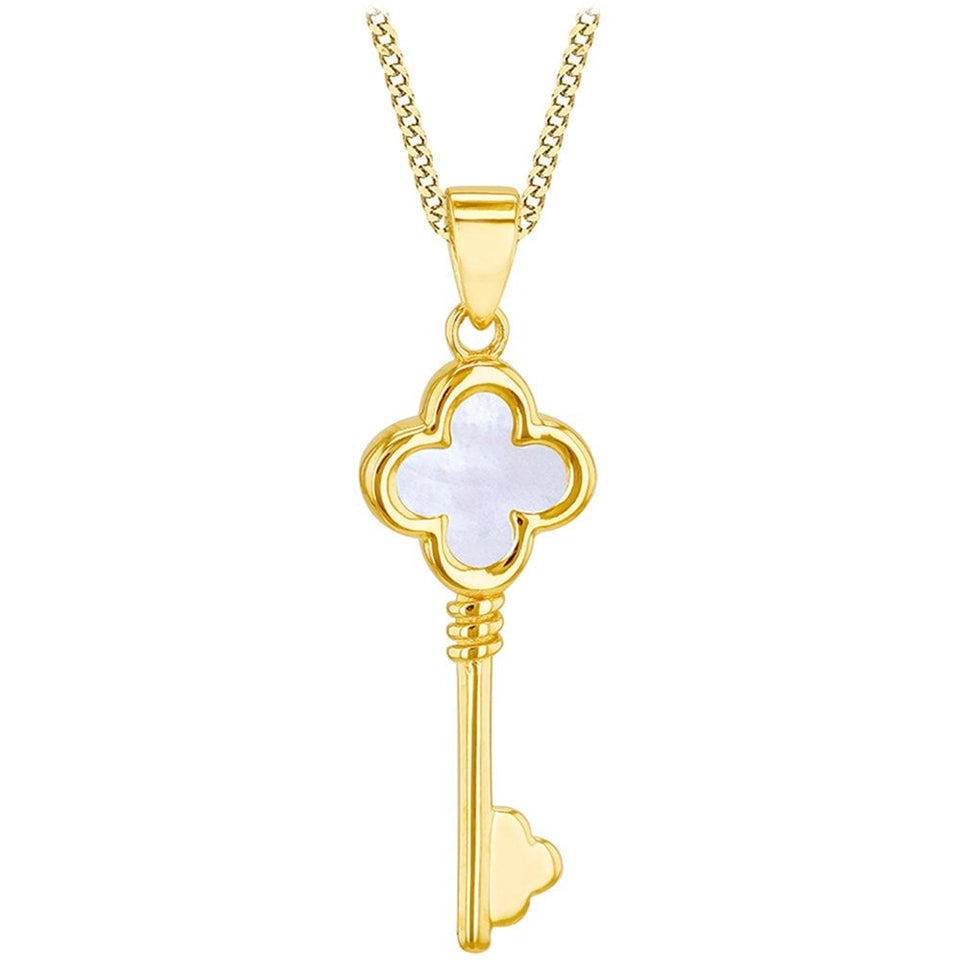 Francis & Gaye 9ct Yellow Gold Mother of Pearl Clover Pendant