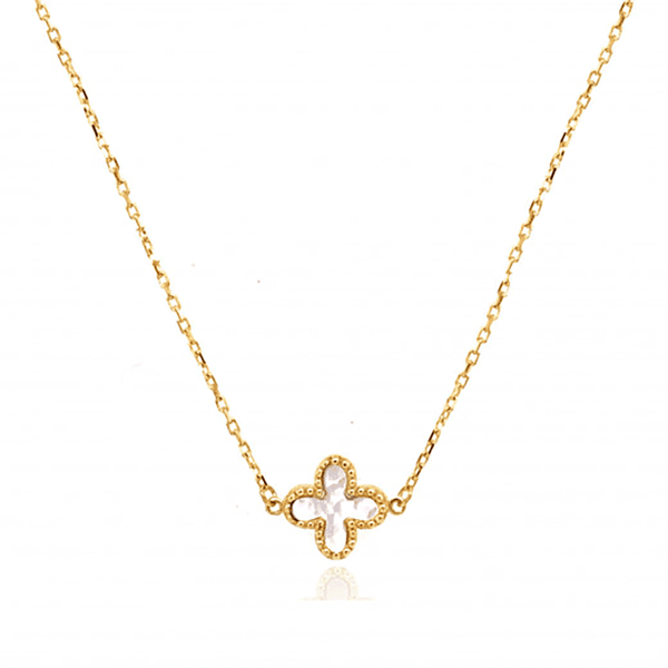 Francis & Gaye 9ct Yellow Gold Mother Of Pearl Flower Necklace