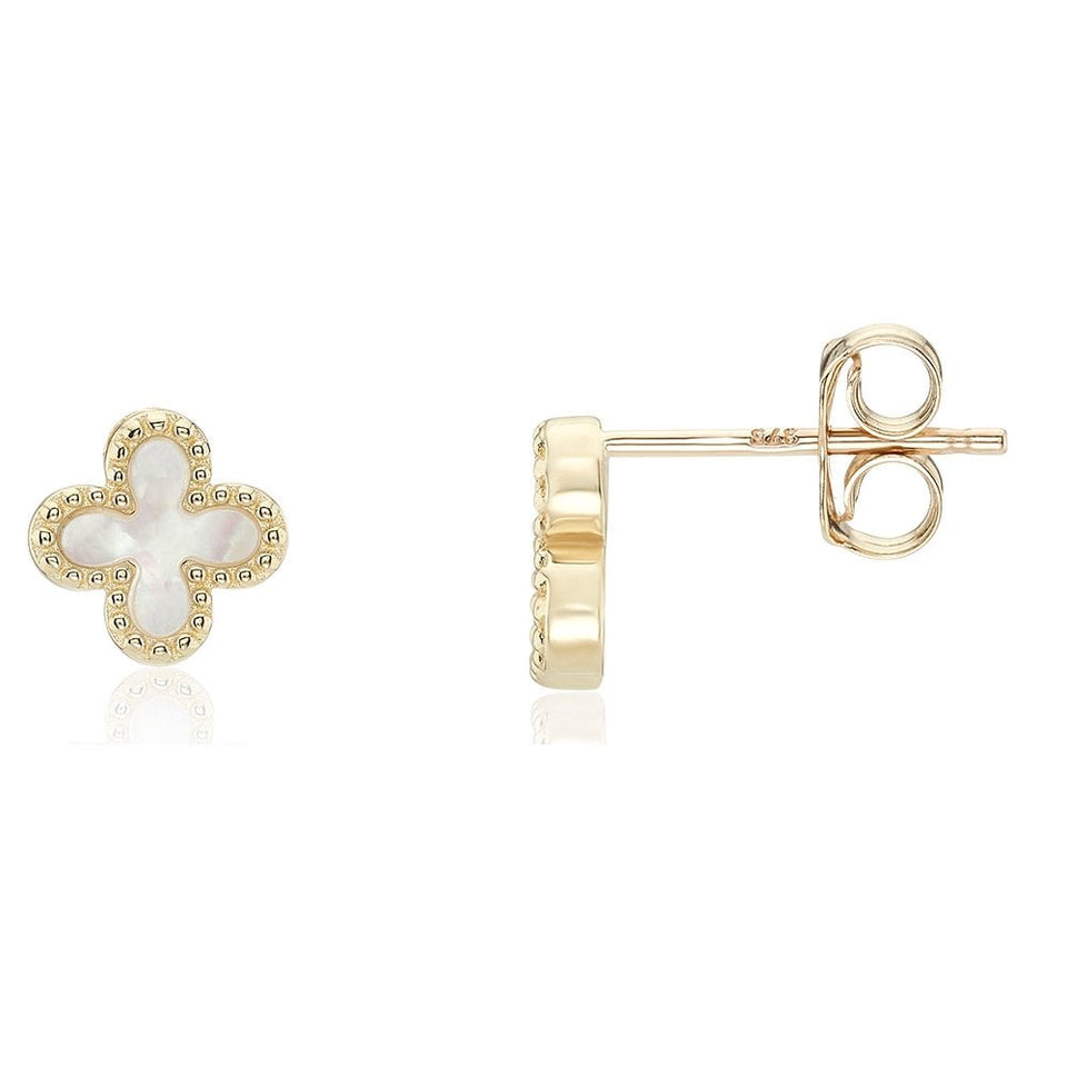 Francis & Gaye 9ct Yellow Gold Mother of Pearl Small Flower Earrings