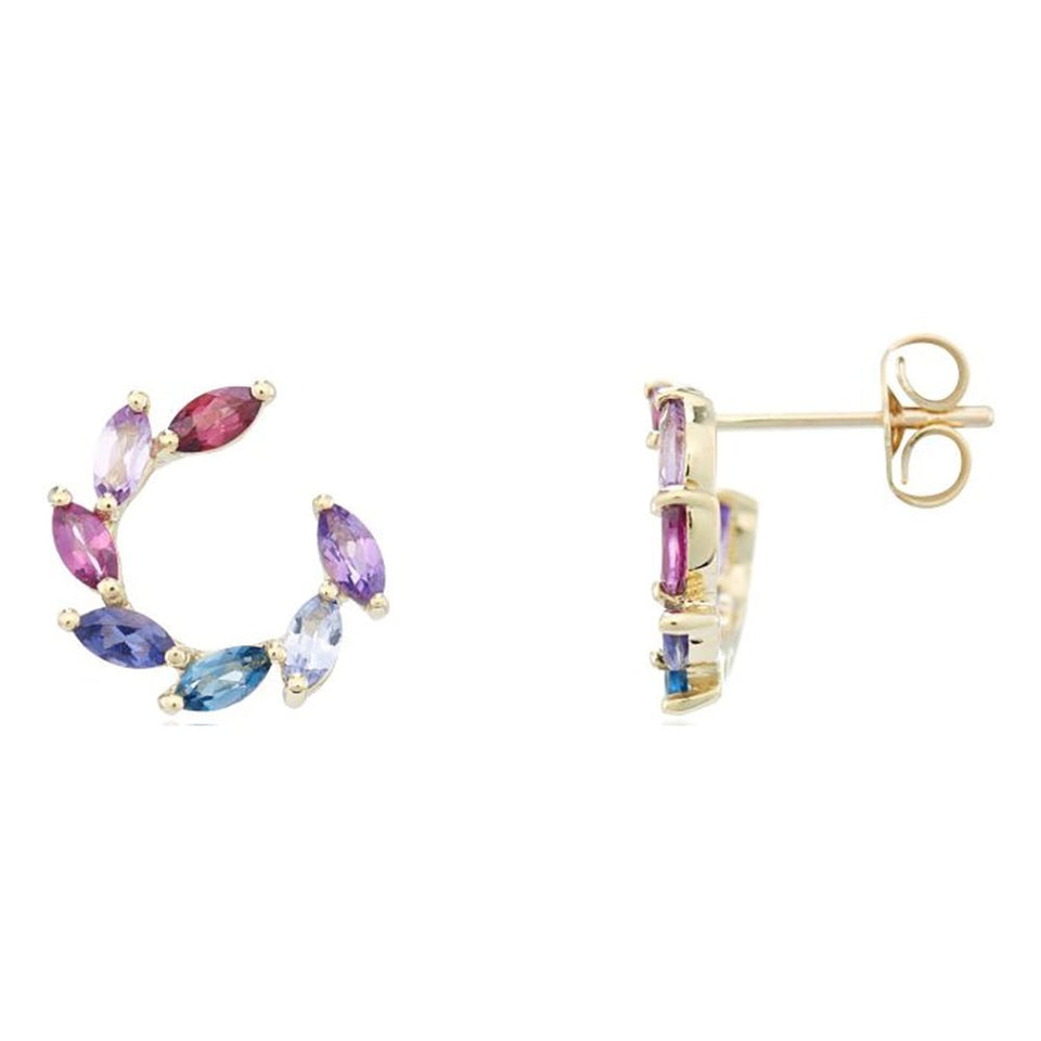 Francis & Gaye 9ct Yellow Gold Multi Coloured Stone Earrings