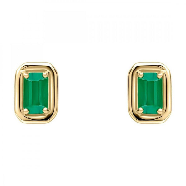 Francis & Gaye 9ct Yellow Gold Octagan Emerald Stone Earrings