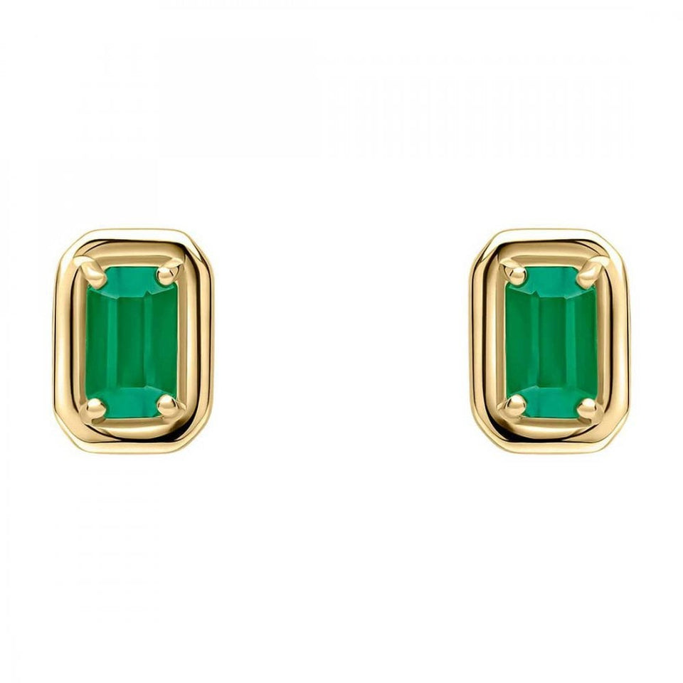 Francis & Gaye 9ct Yellow Gold Octagan Emerald Stone Earrings