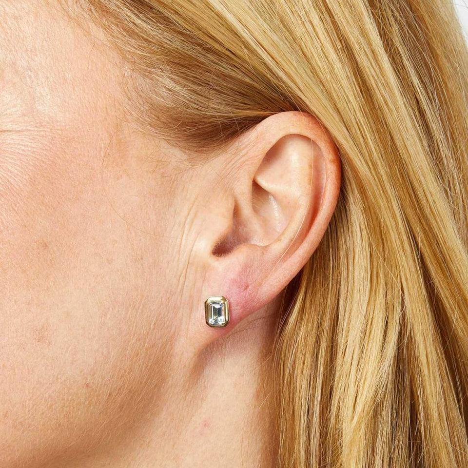 Francis & Gaye 9ct Yellow Gold Octagon Aquamarine Earrings