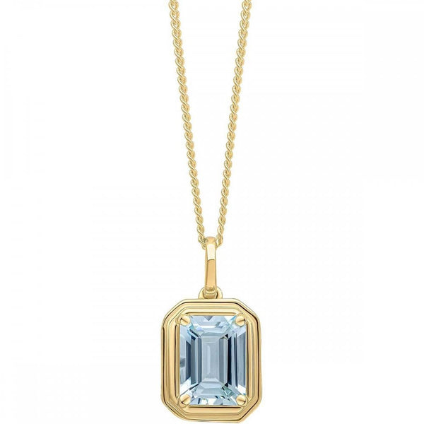 Francis & Gaye 9ct Yellow Gold Octagon Aquamarine Pendant (chain not included)