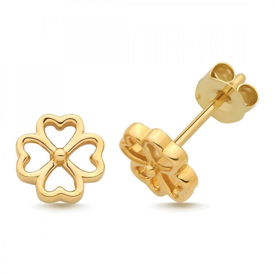 Francis & Gaye 9ct Yellow Gold Open Clover Stud Earrings