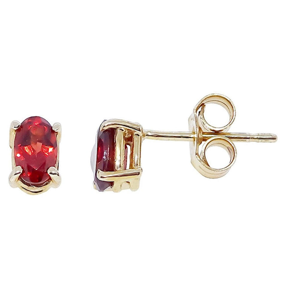 Francis & Gaye 9ct Yellow Gold Oval Garnet Earring Studs