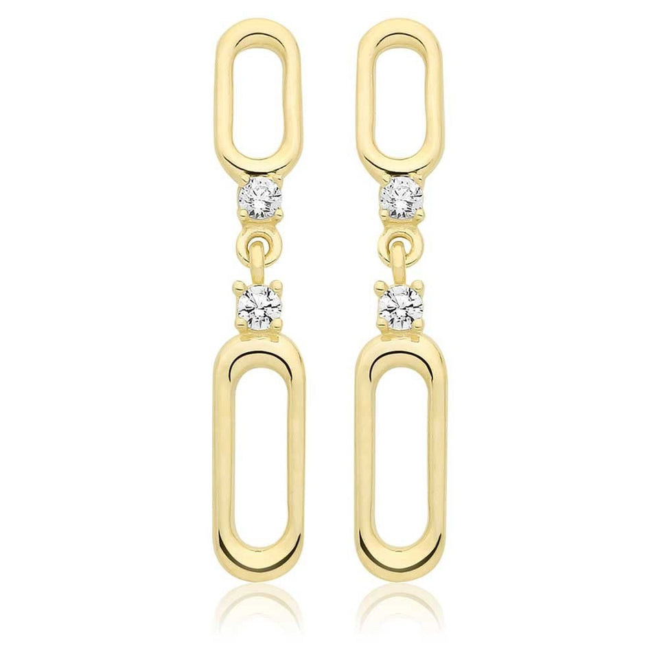 Francis & Gaye 9ct Yellow Gold Paperclip Link Earring Drops