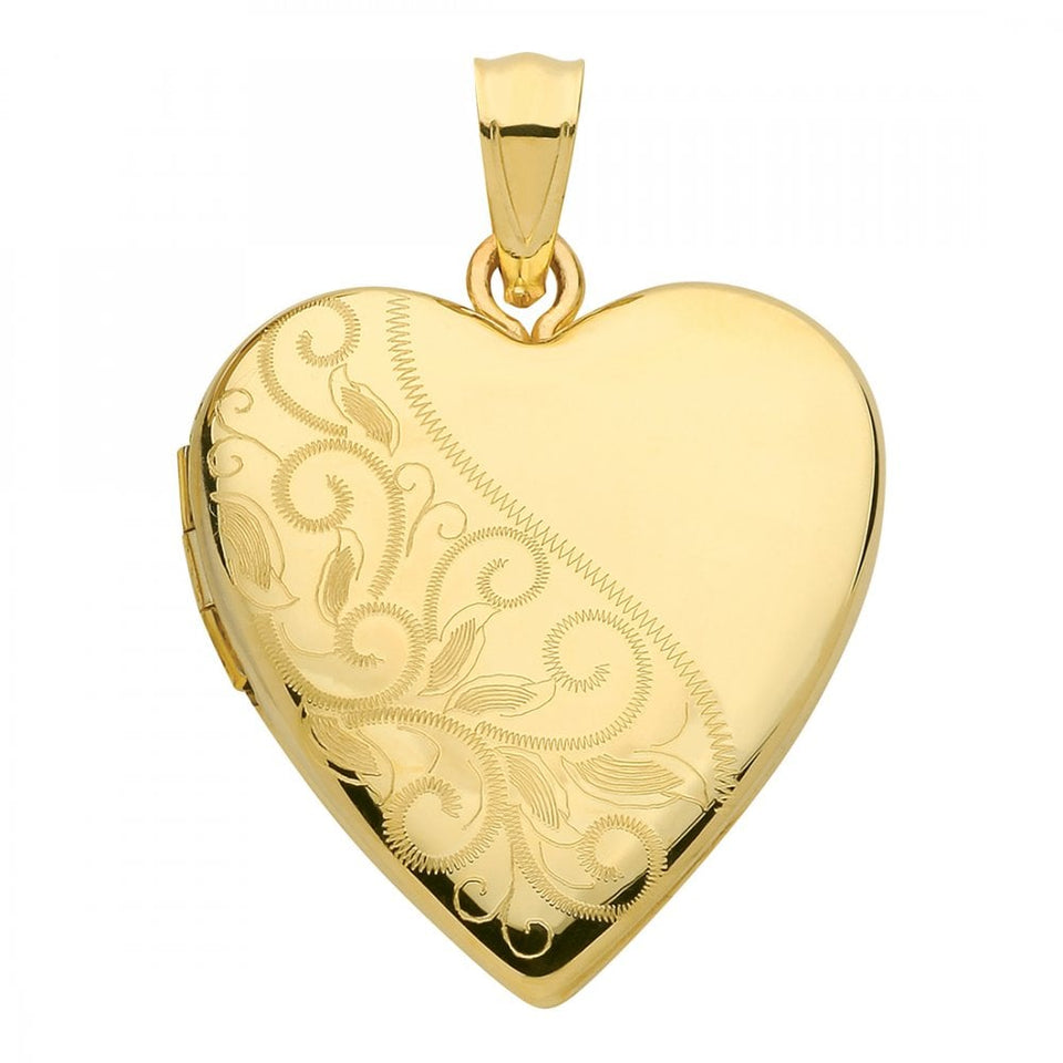 Francis & Gaye 9ct Yellow Gold Patterned Heart Locket