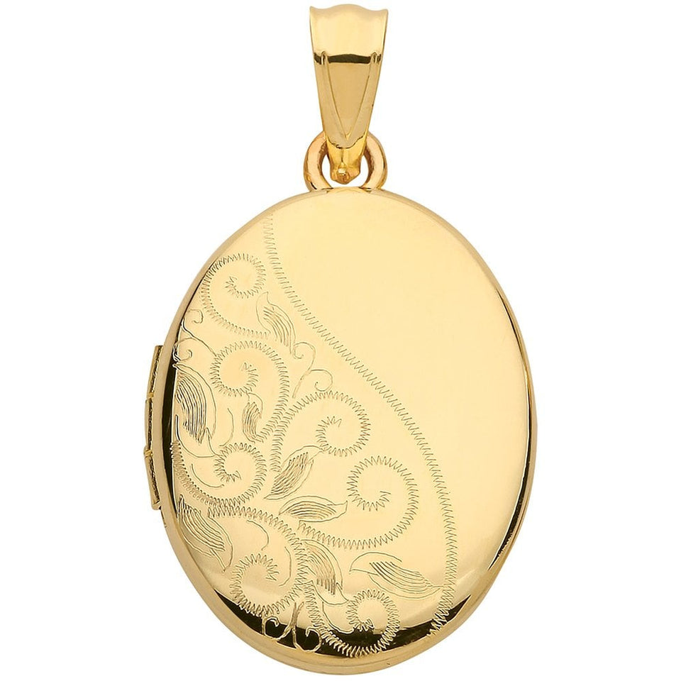 Francis & Gaye 9ct Yellow Gold Patterned Oval Locket