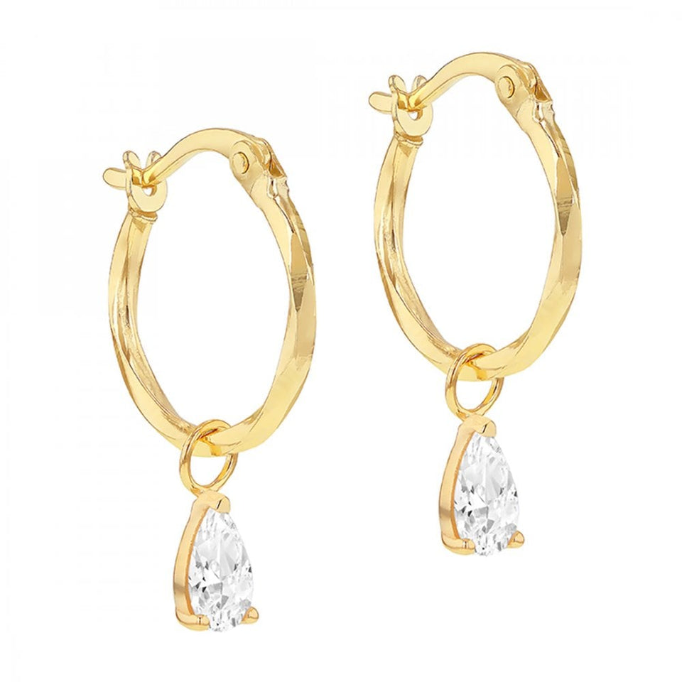 Francis & Gaye 9ct Yellow Gold Pear Drop Hoop Earrings