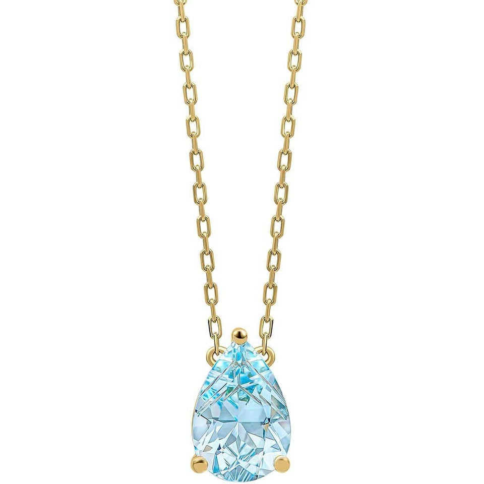 Francis & Gaye 9ct Yellow Gold Pear Shape Blue Topaz Necklace