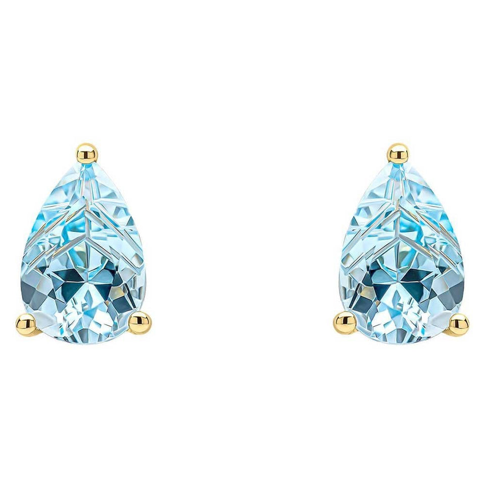 Francis & Gaye 9ct Yellow Gold Pear-Shaped Blue Topaz Earrings