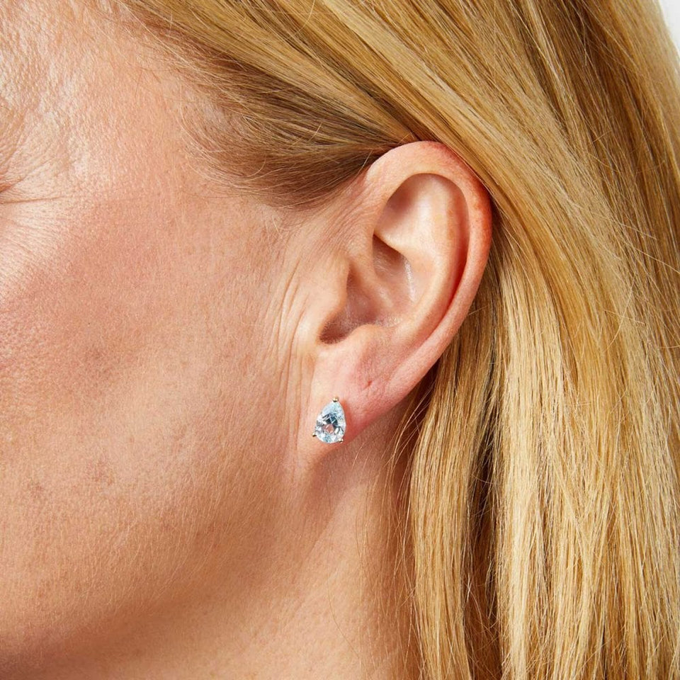 Francis & Gaye 9ct Yellow Gold Pear-Shaped Blue Topaz Earrings