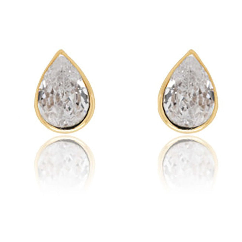 Francis & Gaye 9ct Yellow Gold Pear Stone Set Earring Studs