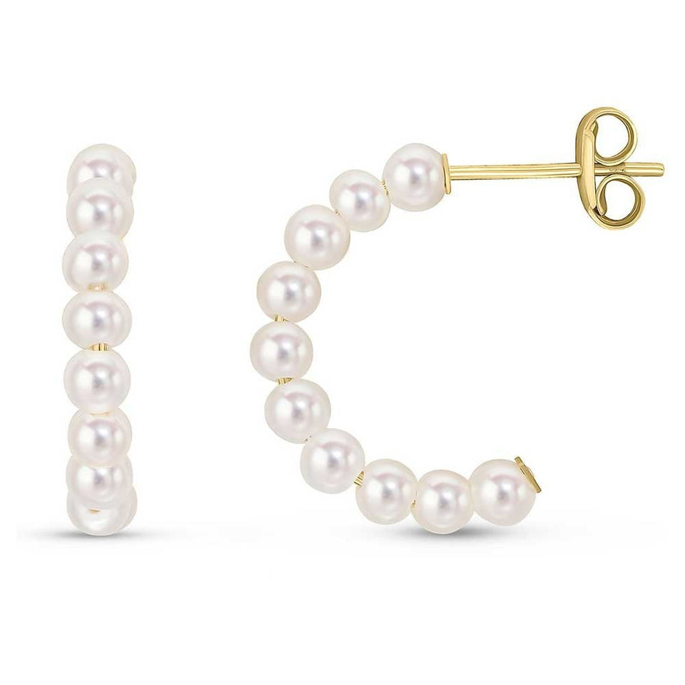 Francis & Gaye 9ct Yellow Gold Pearl Half Hoop Earrings