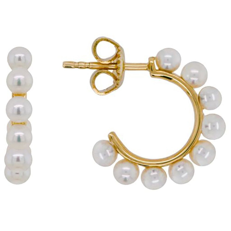 Francis & Gaye 9ct Yellow Gold Pearl Hoops