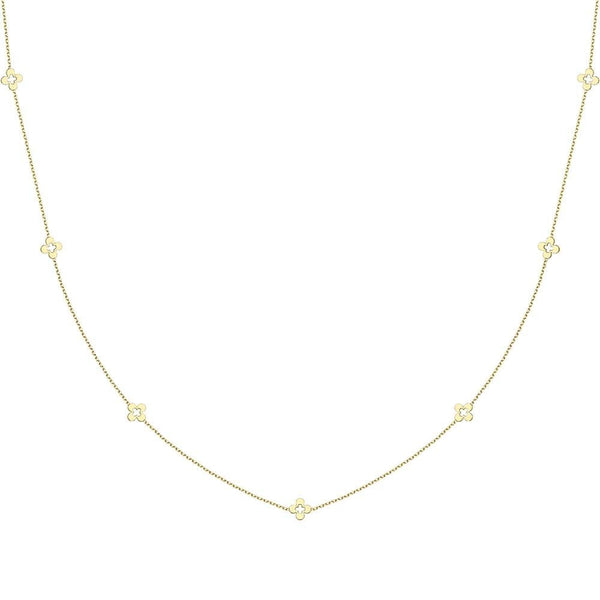 Francis & Gaye 9ct Yellow Gold Quatrafoil Station Necklace