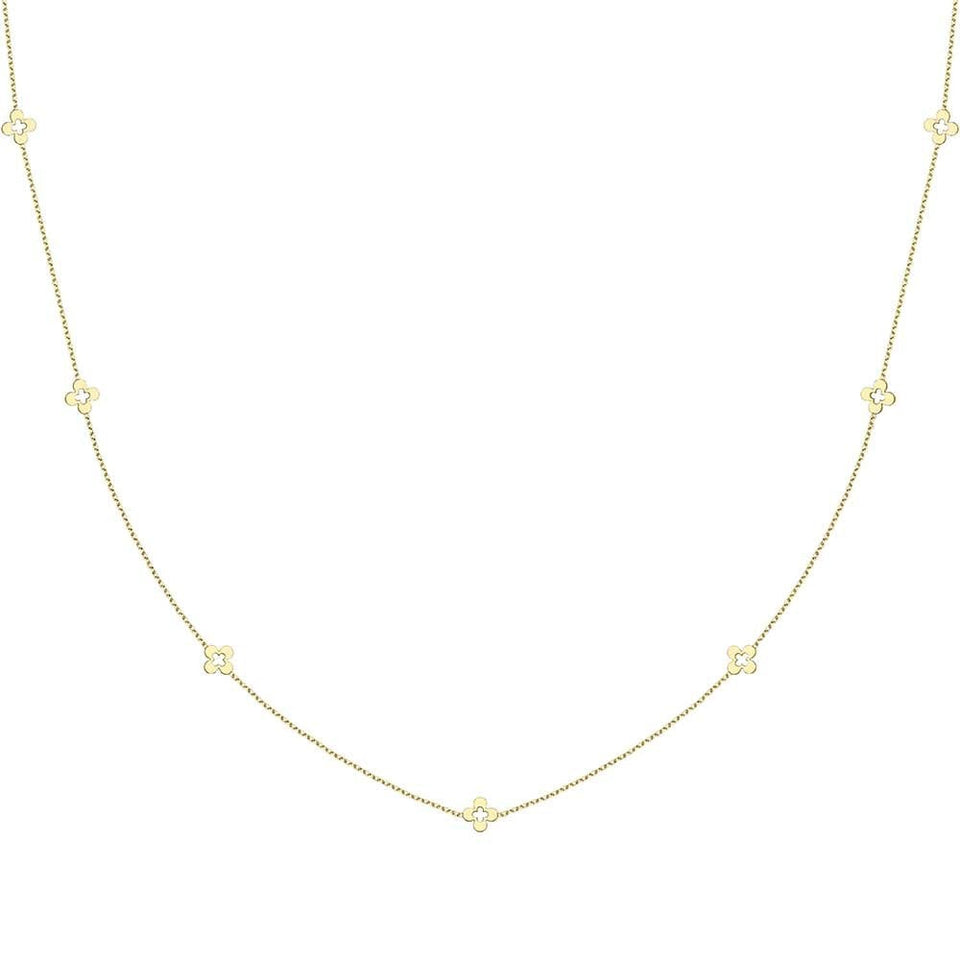 Francis & Gaye 9ct Yellow Gold Quatrafoil Station Necklace