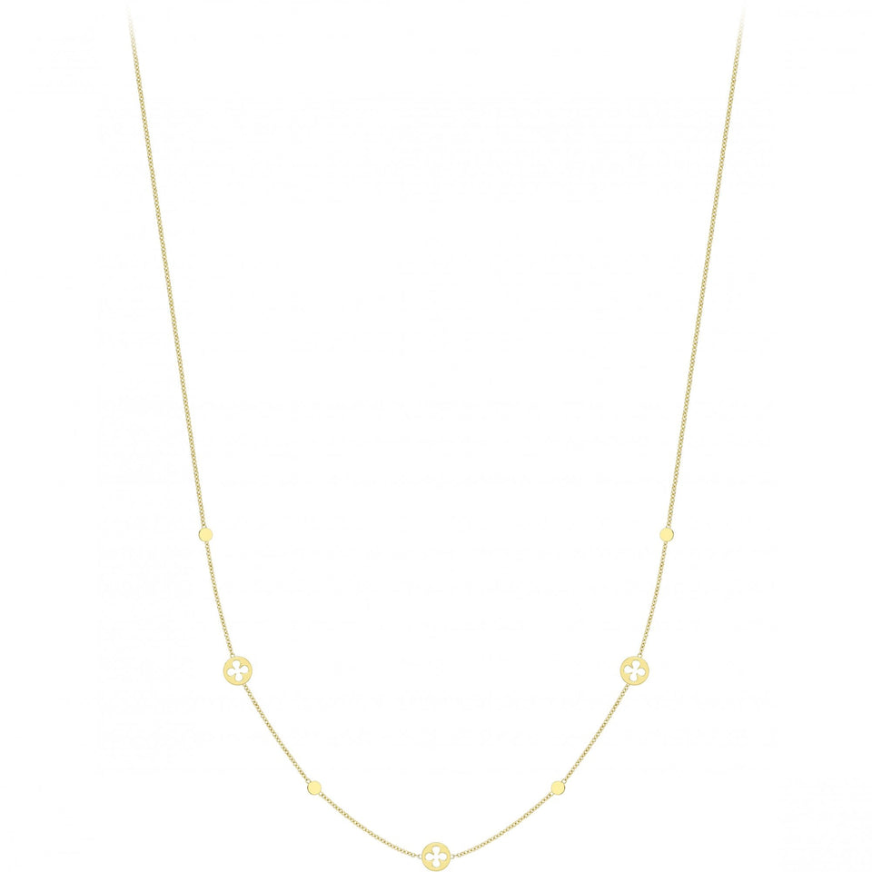 Francis & Gaye 9ct Yellow Gold Quatrafoil Three Station Necklace