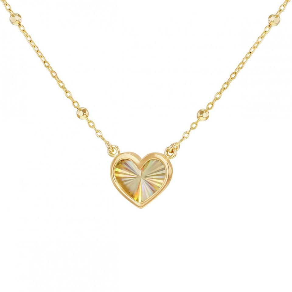 Francis & Gaye 9ct Yellow Gold Rainbow Heart Ball & Trace Chain Necklace