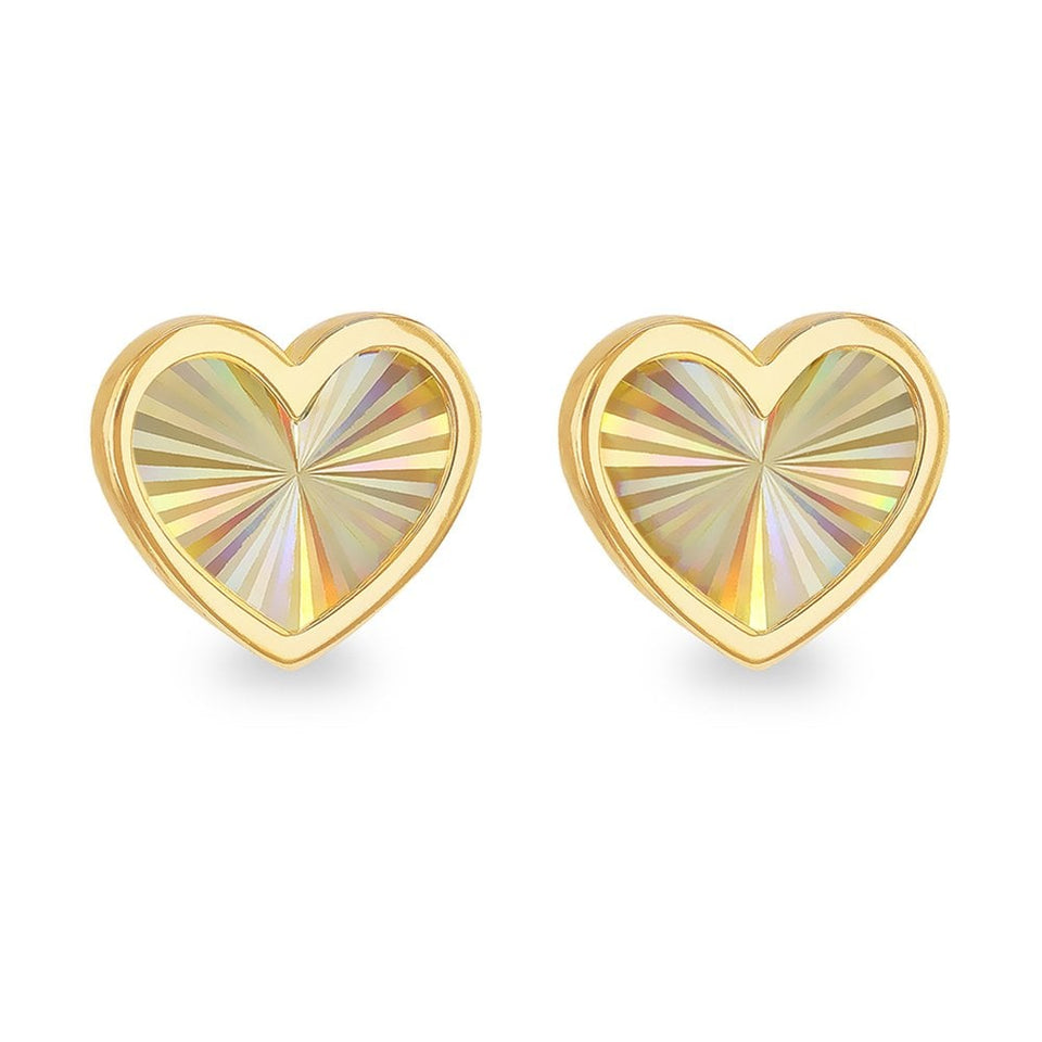 Francis & Gaye 9ct Yellow Gold Rainbow Heart Stud Earrings