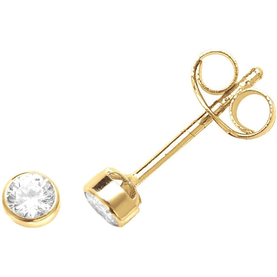 Francis & Gaye 9ct Yellow Gold Round Cubic Zirconia Stone Earrings