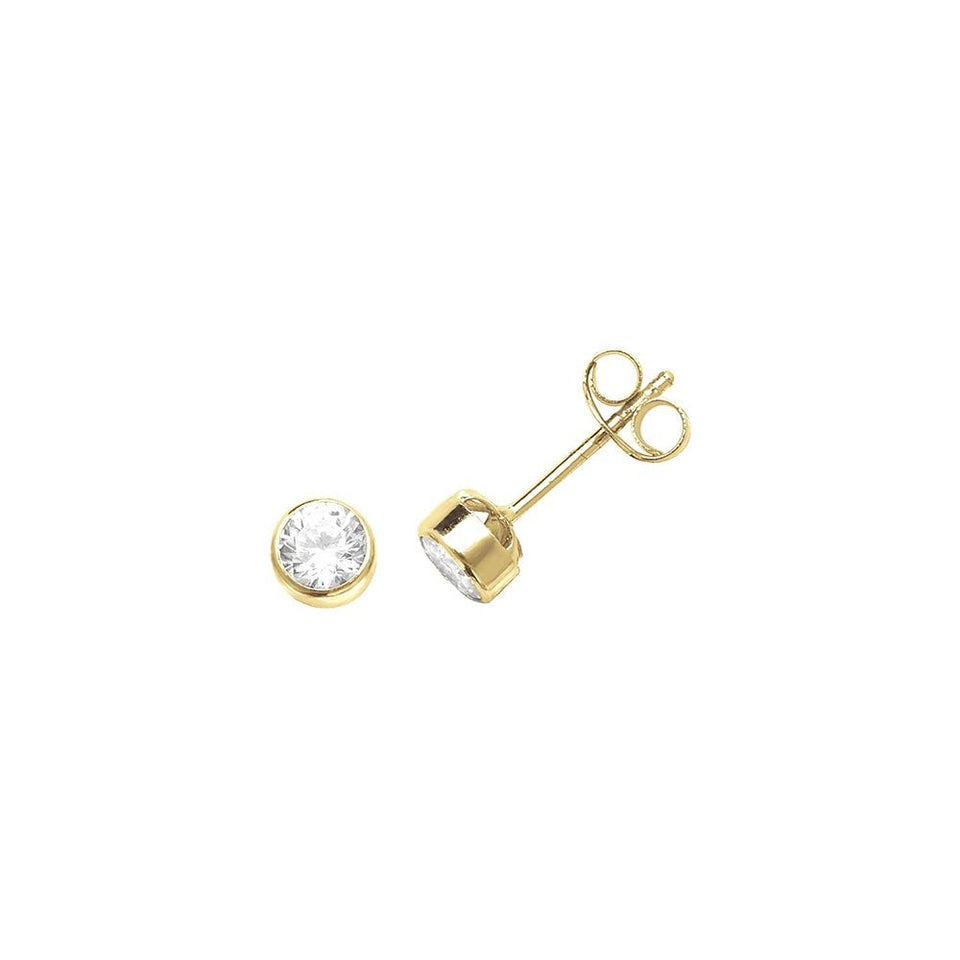 Francis & Gaye 9ct Yellow Gold Round Stone Earring Stud