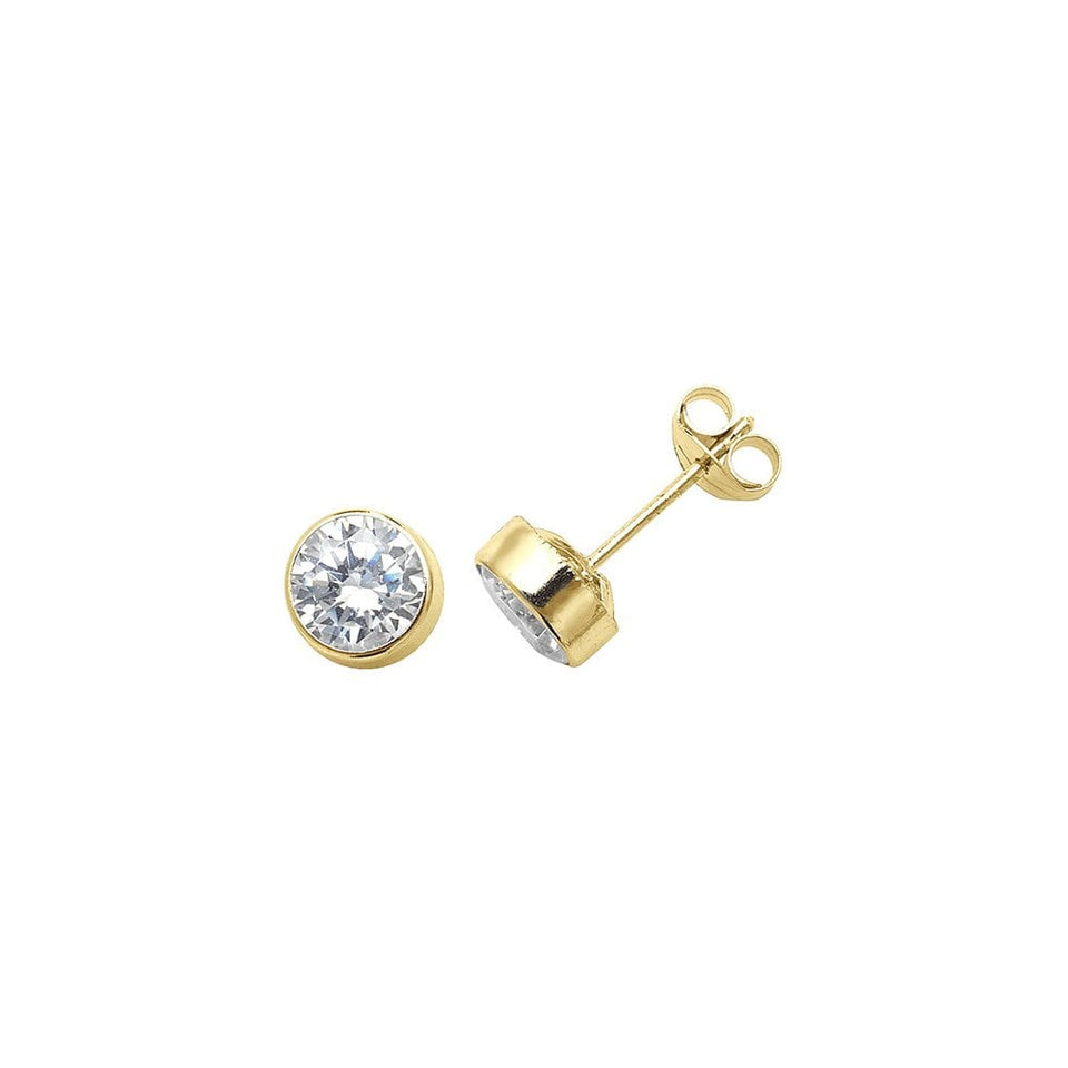 Francis & Gaye 9ct Yellow Gold Round Stone Earring Stud