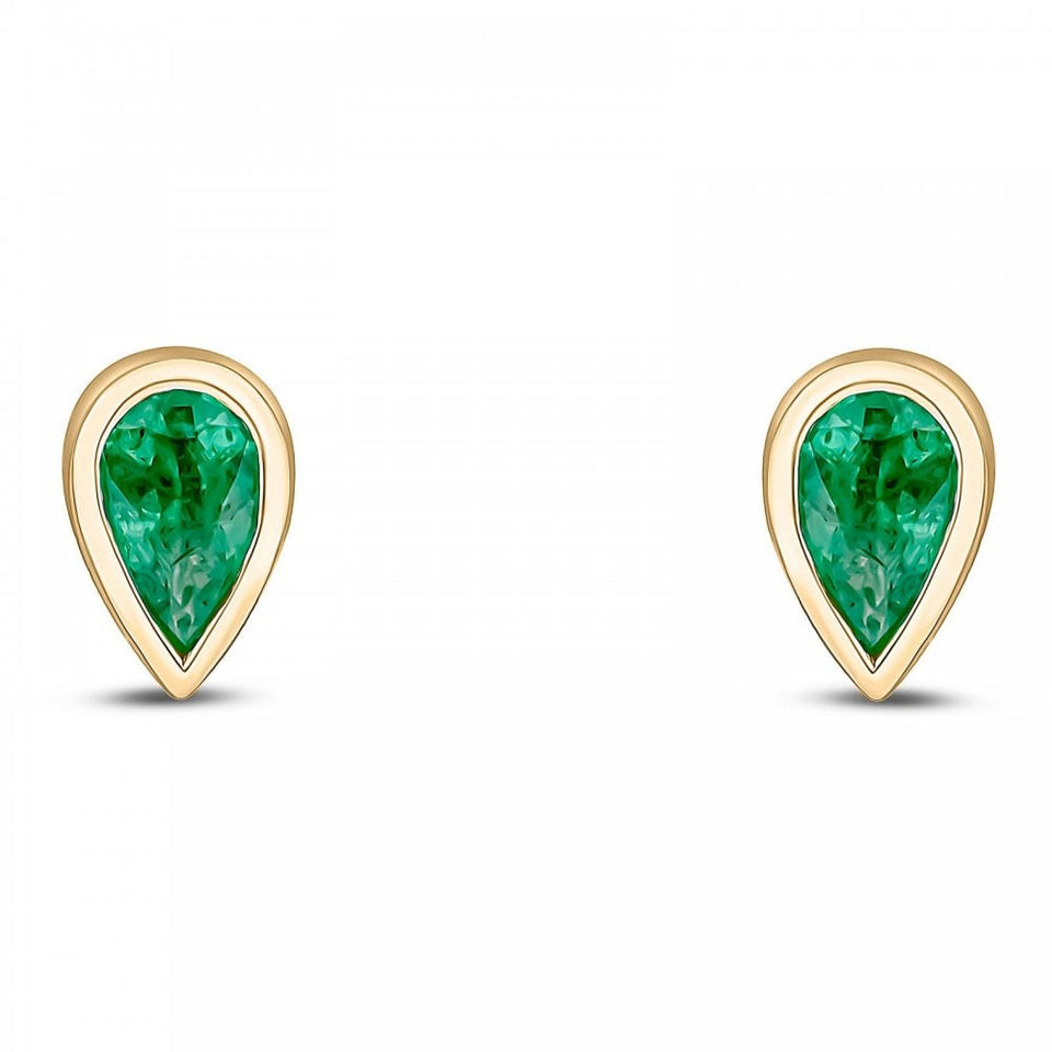 Francis & Gaye 9ct Yellow Gold Rubover Teardrop Ear Studs