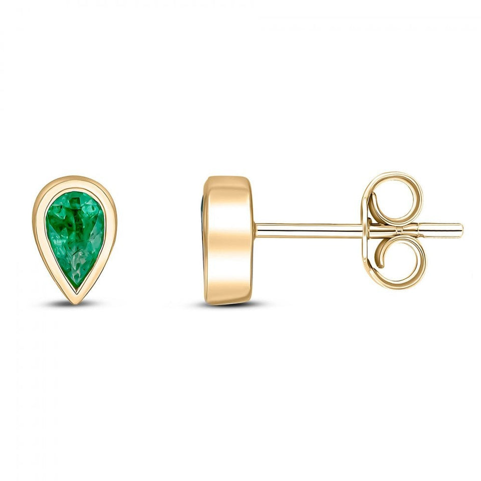 Francis & Gaye 9ct Yellow Gold Rubover Teardrop Ear Studs