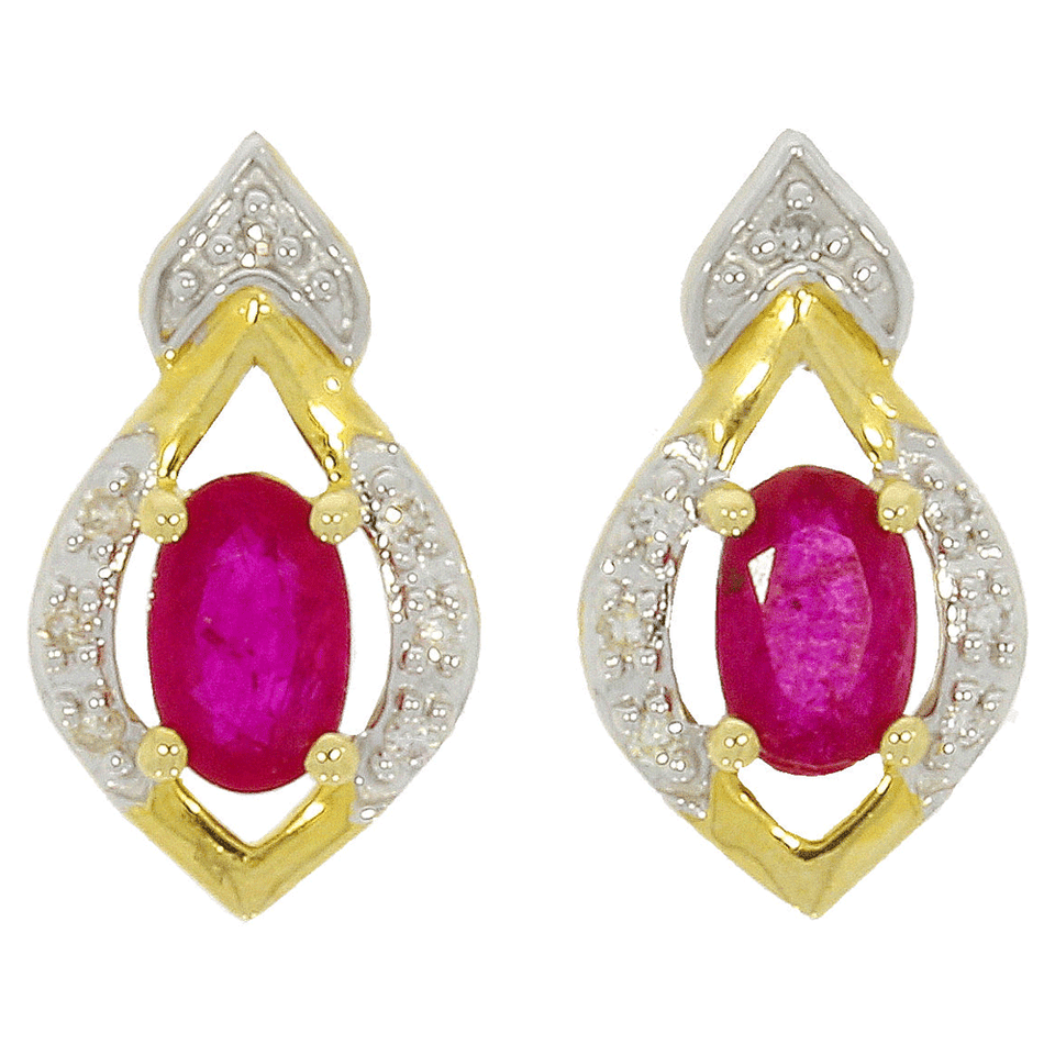 Francis & Gaye 9ct Yellow Gold Ruby & Diamond Earrings