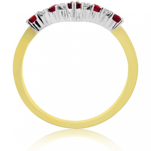 Francis & Gaye 9ct Yellow Gold Ruby & Diamond Wishbone Eternity Ring