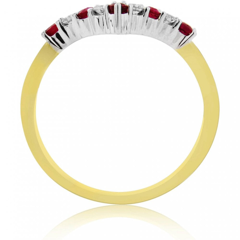Francis & Gaye 9ct Yellow Gold Ruby & Diamond Wishbone Eternity Ring