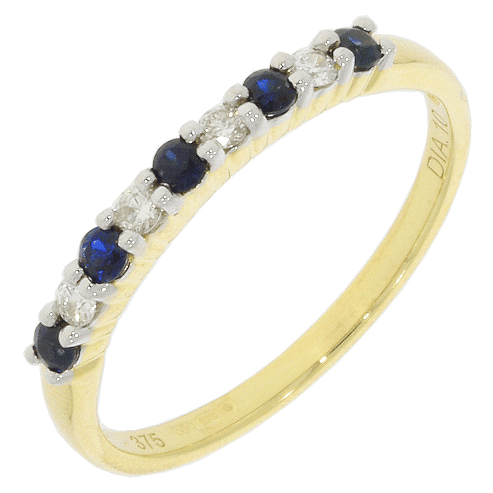 Francis & Gaye 9ct Yellow Gold Sapphire & Diamond Eternity Ring - Size 'N'