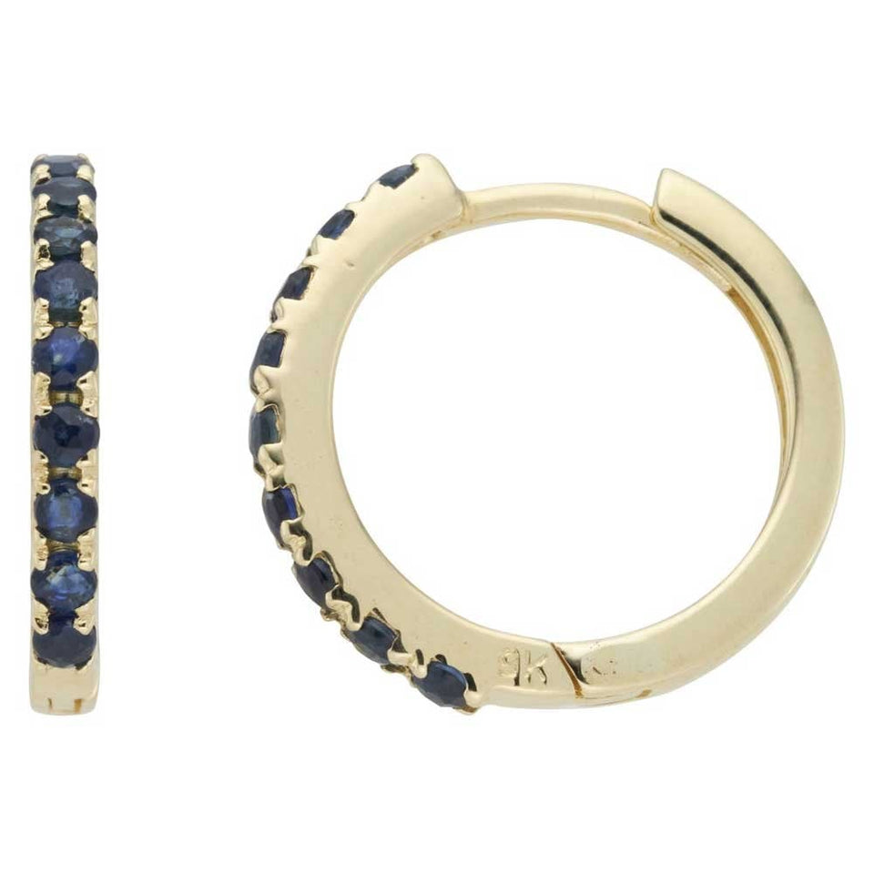 Francis & Gaye 9ct Yellow Gold Sapphire Huggie Hoops