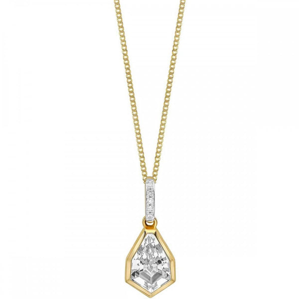 Francis & Gaye 9ct Yellow Gold Shield Cut Topaz Pendant (chain not included)