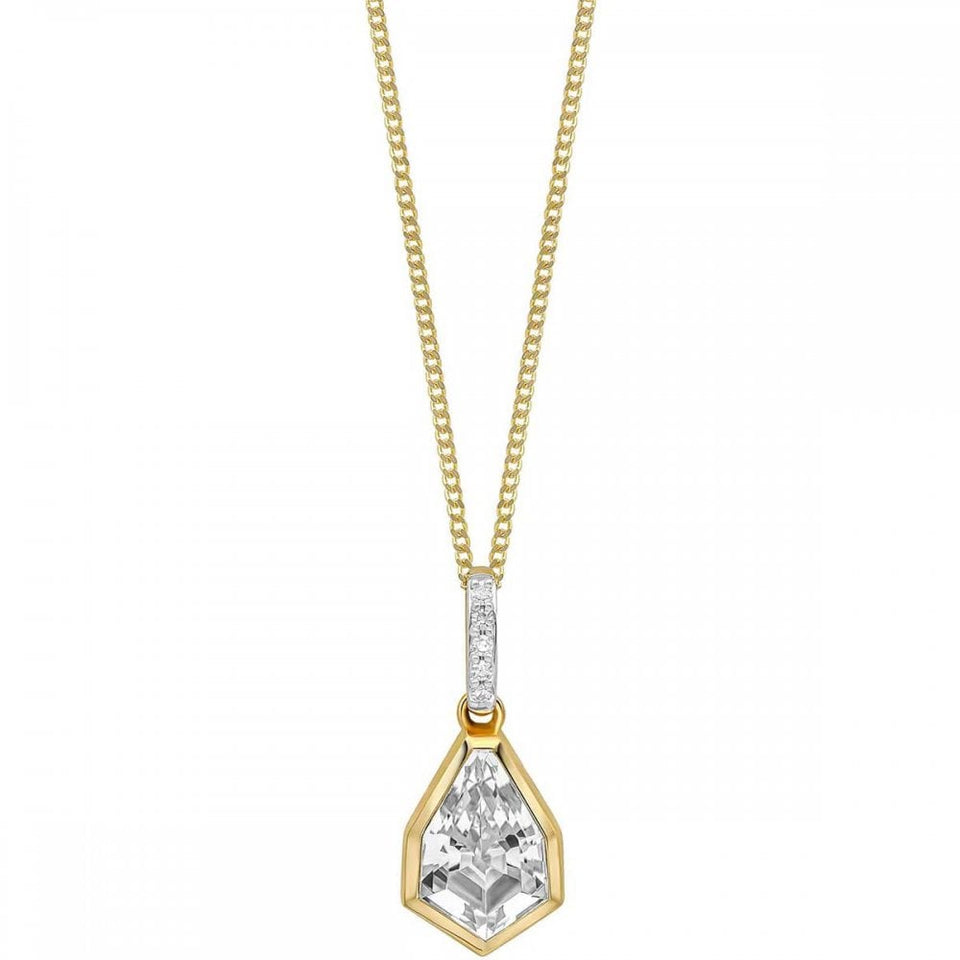 Francis & Gaye 9ct Yellow Gold Shield Cut Topaz Pendant (chain not included)