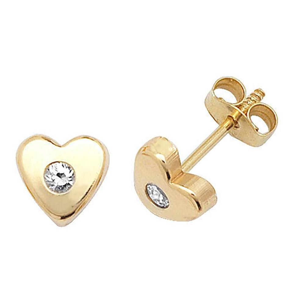 Francis & Gaye 9ct Yellow Gold Single Stone Heart Studs