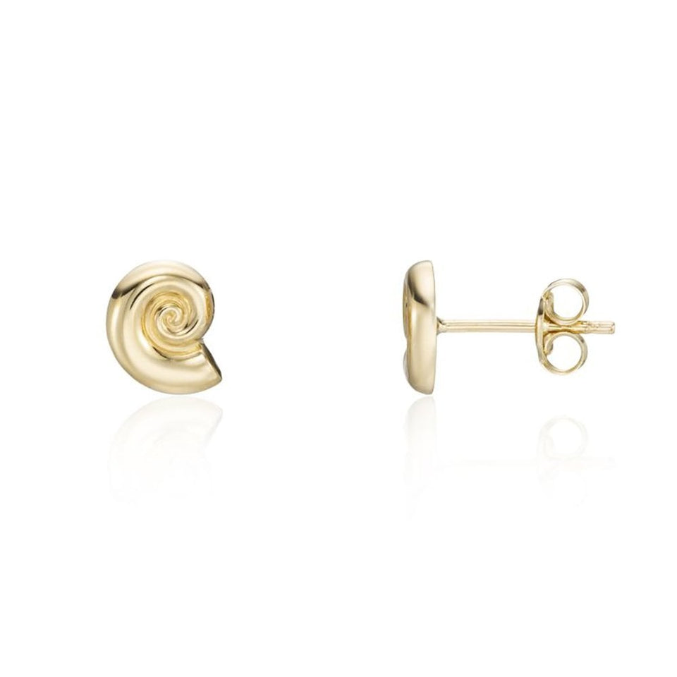 Francis & Gaye 9ct Yellow Gold Spiral Shell Earring Studs