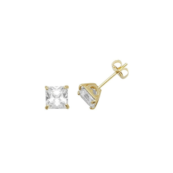 Francis & Gaye 9ct Yellow Gold Square Stone Set Studs