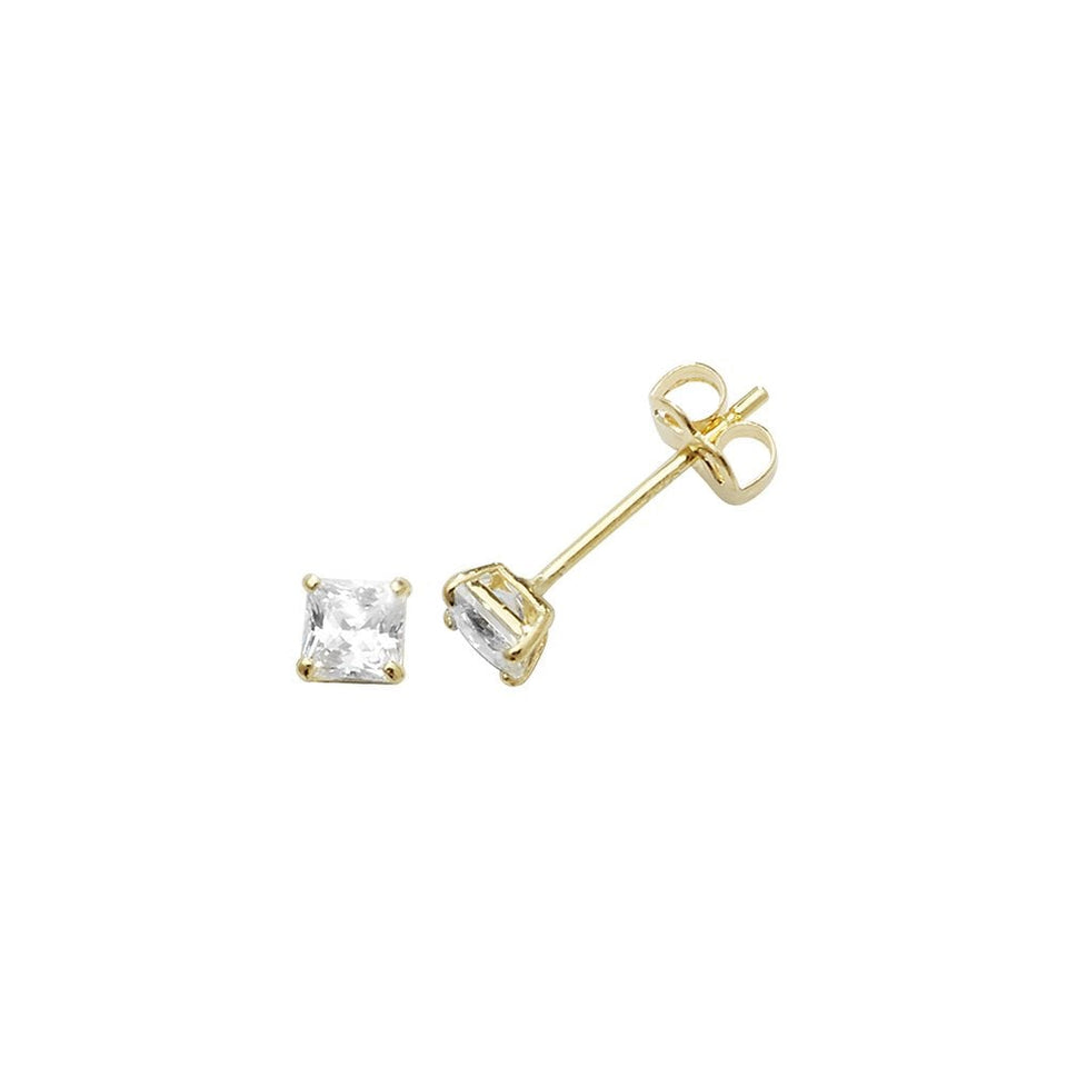 Francis & Gaye 9ct Yellow Gold Square Stone Set Studs