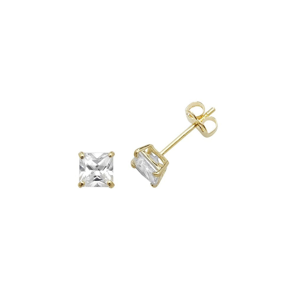 Francis & Gaye 9ct Yellow Gold Square Stone Set Studs