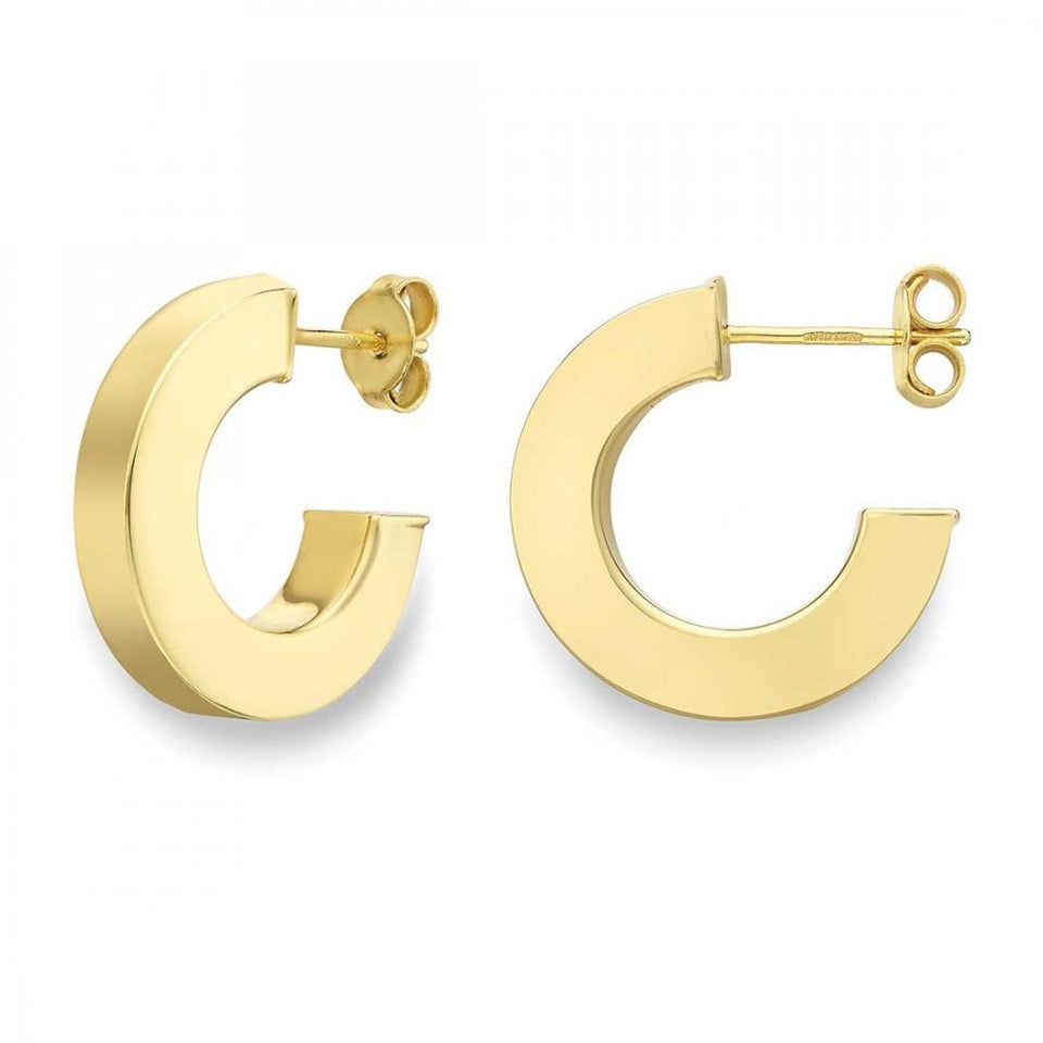 Francis & Gaye 9ct Yellow Gold Square Tube Half Hoops