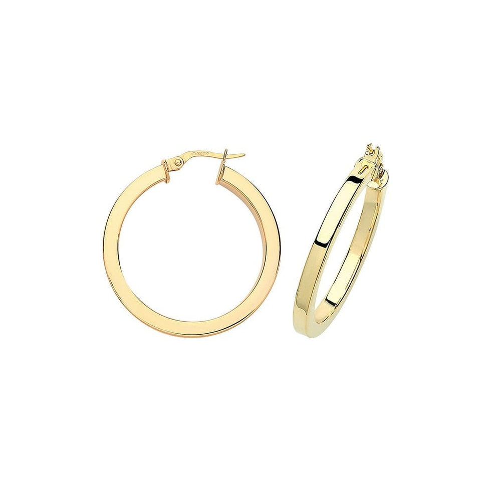 Francis & Gaye 9ct Yellow Gold Square Tube Hoops