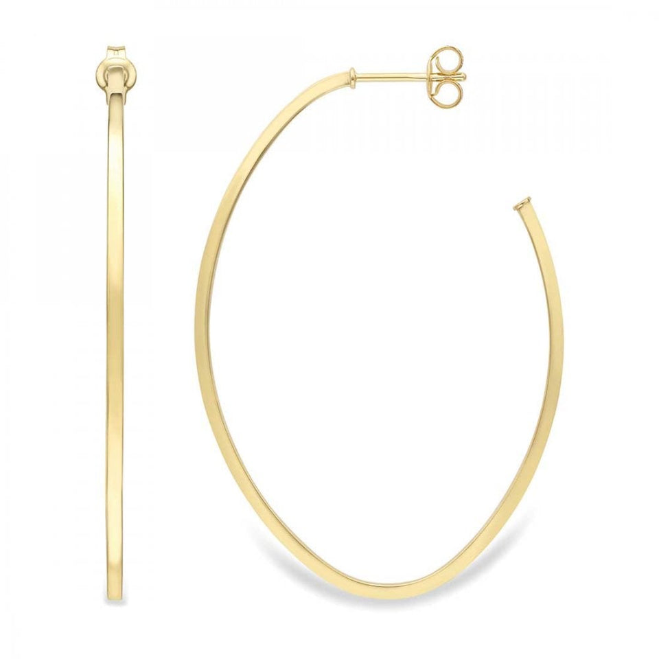 Francis & Gaye 9ct Yellow Gold Square Tube Oval Hoop Earrings