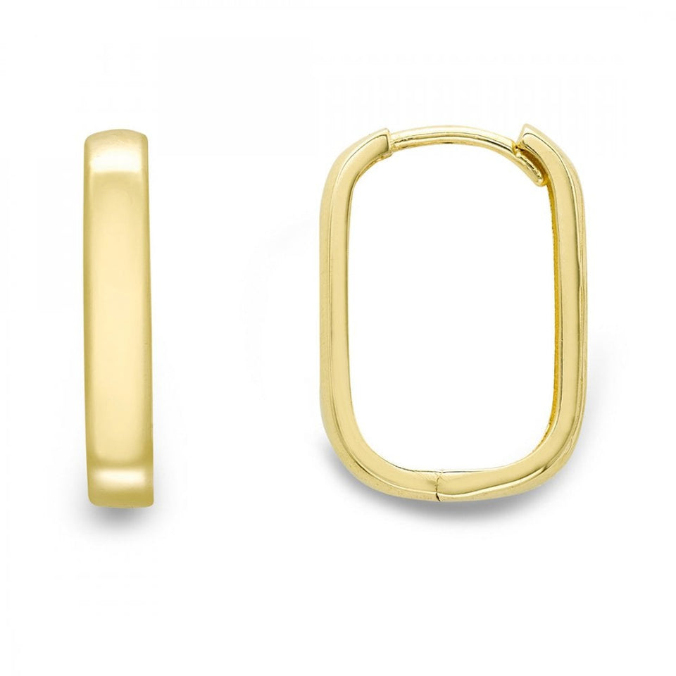 Francis & Gaye 9ct Yellow Gold Squared Oval Earring Hoops