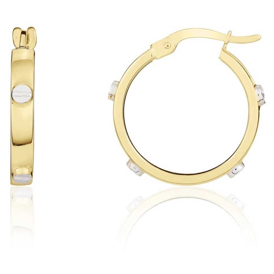 Francis & Gaye 9ct Yellow Gold Squared Screw Design Earring Hoops